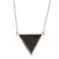 Black Triangle,'Black Jade Triangle Pendant Necklace in Sterling Silver'