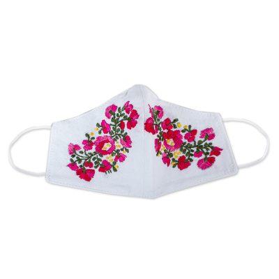 Rose Garden,'Hand Embroidered Reusable Cotton Mask...