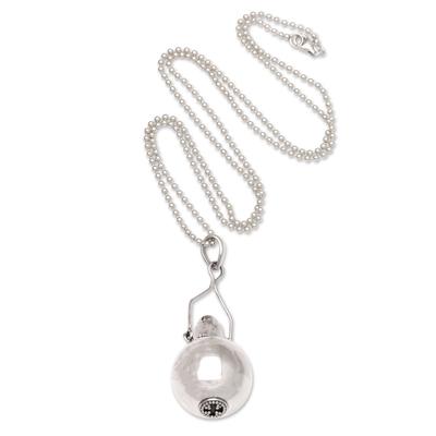 Snowball Surprise,'Cubic Zirconia and Sterling Silver Locket Necklace'