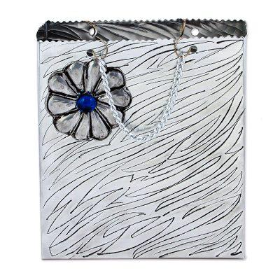 Deep Blue Luxury,'Aluminum Decorative Gift Box with Flower from Mexico'