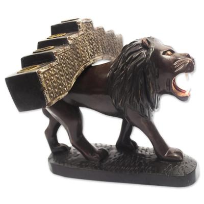 Lion's Light,'Hand Crafted Lion Candleholder from ...