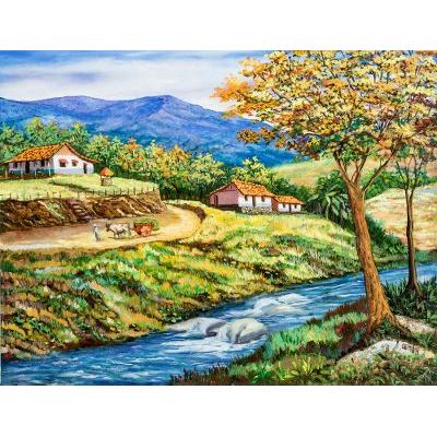 Amid Mountains,'Original Signed Costa Rican Landsc...