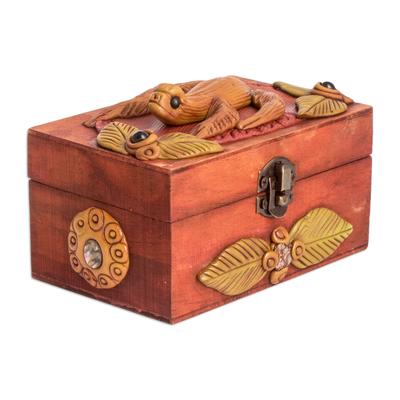 Sloth Charm,'Wood and Resin Sloth Decorative Box with Brass Fittings'