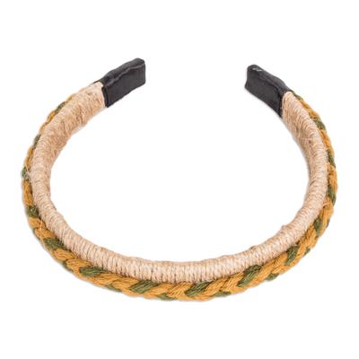 Wooded Trail,'Handmade Jute Headband with Cotton Macrame Accent'