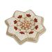 'Hand-Painted Floral Ivory and Brown Ceramic Wall Art'