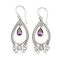 'Traditional Dangle Earrings with One-Carat Amethyst Jewels'