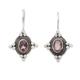 Heavenly Wisdom,'Star-Themed Oval Amethyst Drop Earrings from Bali'