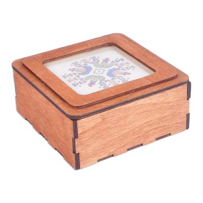 Amazing Colors,'Handmade Wood Jewelry Box with Colorful Embroidered Motif'