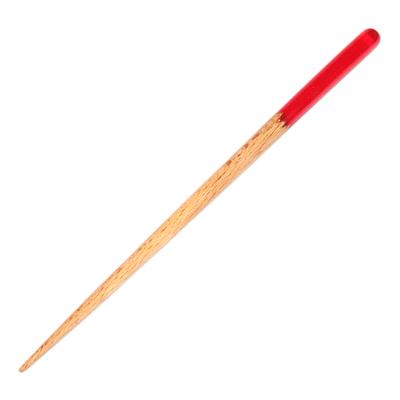 'Natural Fiber Hair Pin with Hand-Painted Red Resin Accent'