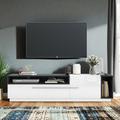 Ivy Bronx Haeley Chic style TV Stand Storage Cabinet for TVs Up to 70" Wood in White | 16.5 H x 66.8 W x 14.9 D in | Wayfair