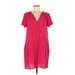 Lush Casual Dress - Shift V-Neck Short sleeves: Pink Print Dresses - Women's Size Medium