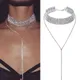 Collier ras du cou en strass pour femmes collier de luxe Style européen en cristal Simple Long