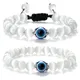 Bracelets en pierre de lave et œil de chat pour hommes et femmes perles bleues mauvais œil 8mm