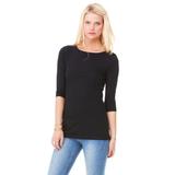 Bella + Canvas 6515 Women's Jersey 1/2 Sleeve Boatneck Top in Black size XL | Cotton