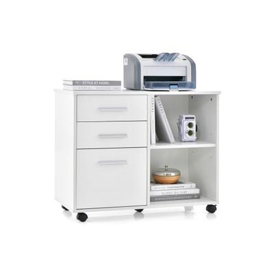 Costway 3-Drawer Mobile Lateral File Cabinet Printer Stand-White