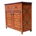 Orientalische Handbemalte Kommode Vollholz | Orientalische Handgefertigte Nachttisch im Vintage-Stil | Asiatisches Sideboard Lowboard