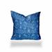 HomeRoots 14" X 14" Blue And White Blown Seam Ikat Throw Indoor Outdoor Pillow - 18