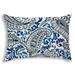 HomeRoots 14" X 20" White And Blue Blown Seam Paisley Lumbar Indoor Outdoor Pillow - 14