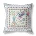 HomeRoots 18" X 18" White And Grey Bird Blown Seam Floral Indoor Outdoor Throw Pillow - 20