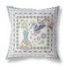 HomeRoots 26" X 26" White And Grey Bird Blown Seam Floral Indoor Outdoor Throw Pillow - 28