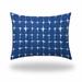 HomeRoots 12" X 16" Blue And White Enveloped Gingham Lumbar Indoor Outdoor Pillow - 18