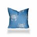 HomeRoots 17" X 17" Blue And White Crab Zippered Coastal Throw Indoor Outdoor Pillow - 18