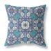 HomeRoots 18" X 18" Blue And White Broadcloth Floral Throw Pillow - 21