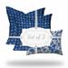 HomeRoots Set Of Three 20" X 20" Blue And White Blown Seam Coastal Throw Indoor Outdoor Pillow - 19