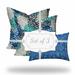 HomeRoots 20" X 20" Blue And White Enveloped Floral Throw Indoor Outdoor Pillow Cover - 4