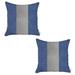 HomeRoots Set Of Two 18" X 18" Grey And Blue Geometric Zippered Handmade Polyester Throw Pillow