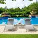 Pool Lounge Chairs Set of 3 Adjustable Aluminum Outdoor Chaise Lounge Chairs with Table