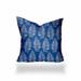 HomeRoots 22" X 22" Blue And White Blown Seam Tropical Throw Indoor Outdoor Pillow - 17
