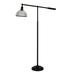 HomeRoots 58" Black Swing Arm Floor Lamp With Clear Transparent Glass Dome Shade - 32