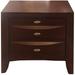 25" Espresso Three Drawers Solid Wood Nightstand