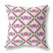 HomeRoots 26" X 26" Pink And White Zippered Geometric Indoor Outdoor Throw Pillow - 28