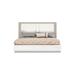 HomeRoots King White High Gloss Bed Frame with LED Headboard.