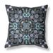 HomeRoots 18" X 18" Black And Blue Blown Seam Floral Indoor Outdoor Throw Pillow - 20