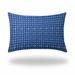 HomeRoots 24" X 36" Blue And White Zippered Gingham Lumbar Indoor Outdoor Pillow Cover - 18