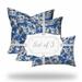HomeRoots Set Of Three 20" X 20" Blue And White Enveloped Coastal Throw Indoor Outdoor Pillow Cover - 4
