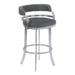 HomeRoots 34" Gray And Silver Faux Leather Swivel Low Back Counter Height Bar Chair With Footrest - 22