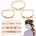 Bracelet Hair Ties For Women Gold Hair Ties 3 PCS Hair Ties For Thick Hair With Gold Silvery and Beige Elastic Looks Cute On Your Wrist And Great In Your Hair