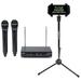 Stage 212 Dual VHF Handheld Wireless Microphone System w (2) Q6 Mics with IPS20 Tablet/Phone Tripod Stand-Fits TabletswithiPhone 6withGalaxywithMore!
