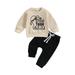 Arvbitana 0-3T Toddler Baby Boys Halloween 2Pcs Outfits Letter Pumpkin Ghost Print Long Sleeve Sweatshirts + Elastic Waist Pants Set Infant Fall Casual Clothes