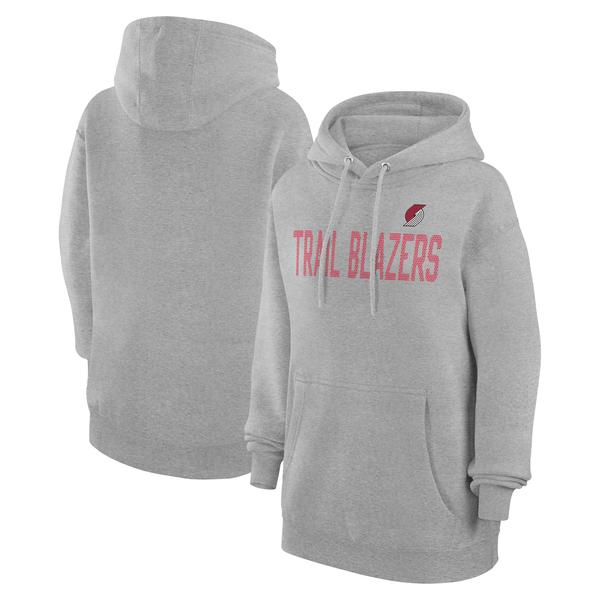 womens-g-iii-4her-by-carl-banks-heather-gray-portland-trail-blazers-dot-print-pullover-hoodie/