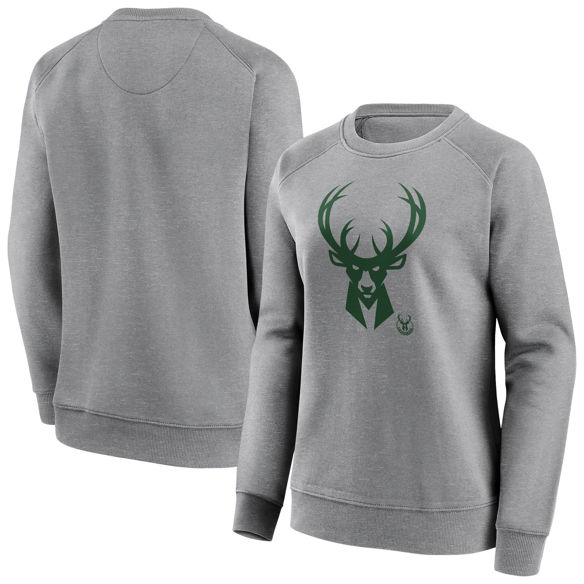 Milwaukee Bucks Fanatics Branded Iconic Mono Logo Graphic Crew Sweatshirt - Sportgrau - Damen Image