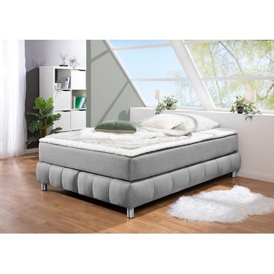 Boxspringbett ANDAS "Salo", grau, B:146cm L:206cm, Komplettbetten, Boxspringbett, Ohne Kopfteil, inkl. Topper, auch in Überlänge 220 cm Image