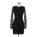 TOBI Cocktail Dress - Bodycon High Neck Long sleeves: Black Solid Dresses - Women's Size Medium