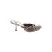 Morenatom Sandals: Slip-on Kitten Heel Cocktail Party Brown Solid Shoes - Women's Size 6 - Open Toe