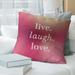 East Urban Home Handwritten Live Laugh Love Quote Pillow Polyester/Polyfill/Cotton Blend in Indigo | 26 H x 26 W x 4 D in | Wayfair