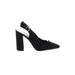 Shoedazzle Heels: Pumps Chunky Heel Cocktail Party Black Solid Shoes - Women's Size 9 - Pointed Toe